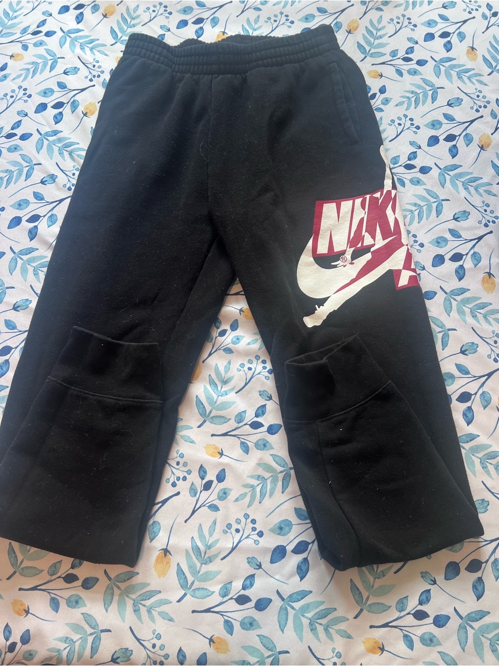 Nike Black Sweat Joggers with Pink and White Logo